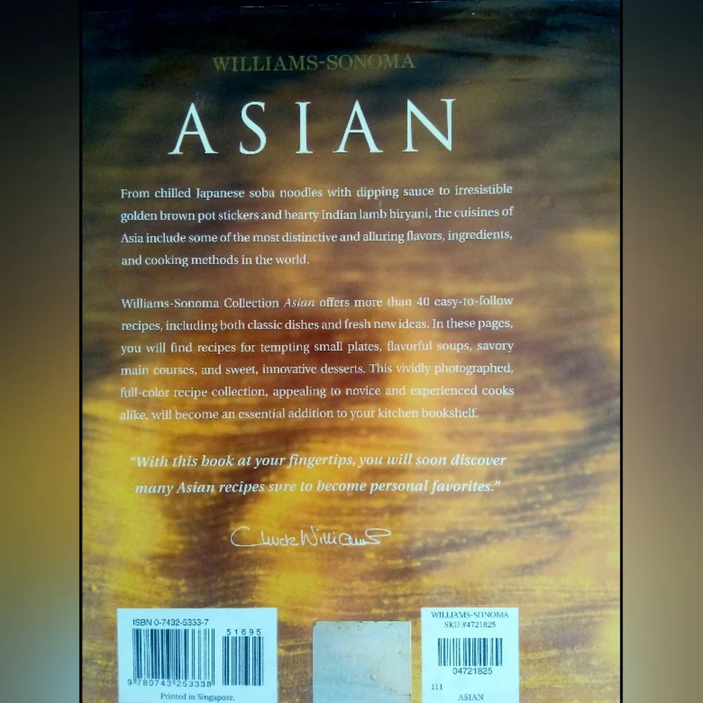 Set 2 Williams Sonoma Recipe Full Color Cookbooks Hors D'oeuvre & Asian Cuisine